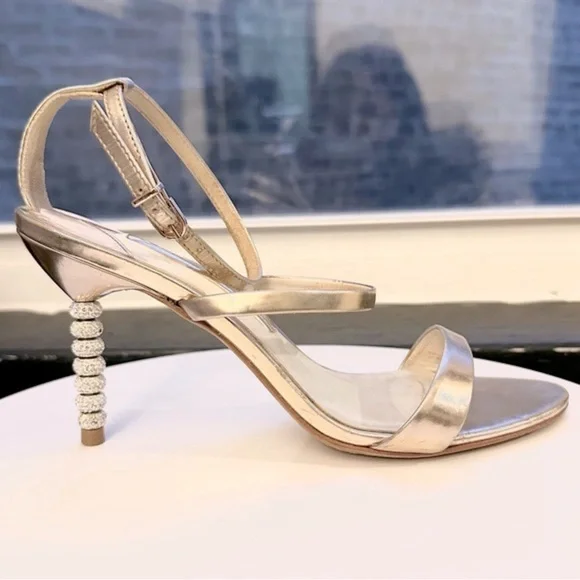 🌺SOPHIA WEBSTER🌺 Rosalind Metallic Crystal-Heel Sandals size 37 - Picture 6 of 17